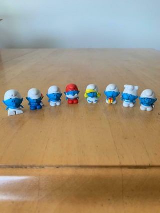 Smurf Mini Figures Miniature Smurfs Swivel Figurines Peyo 2013 (group Of 8) Toy