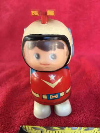 Vintage Space Robot Astronaut Boy On Wheels Tin Toy Masudaya? Modern Toys? Japan