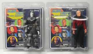 Picard And Borg Star Trek Diamond Select Mego 8 " Action Figure Nip Set Of 2