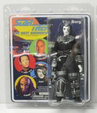 Picard and Borg Star Trek Diamond Select Mego 8 