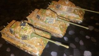 Flames Of War - 3 X King Tiger Tanks For Flames Of War,  1/100 15mm