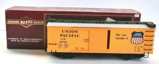Bachmann Big Haulers G Scale Yellow Union Pacific Boxcar Item 93301 W/ Box