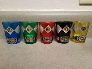 Mighty Morphin Power Rangers Shot Glasses.  Red,  Blue,  Black,  Green,  Yellow