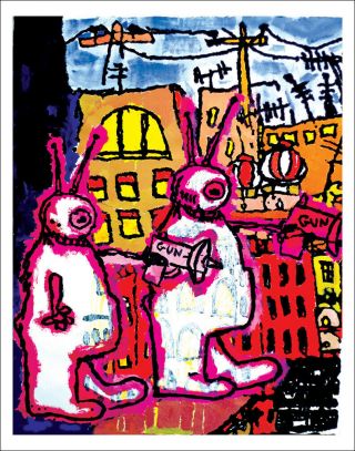 Good Kid Rob,  Robot Art Poster Print - In The City - 11 X 14