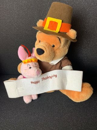 Winnie The Pooh And Piglet Thanksgiving Disney Plush Toy Collectible Pilgrims