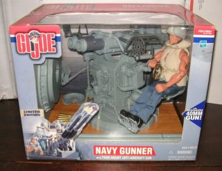 ✨new 2000 Hasbro 12 " G.  I.  Joe Navy Gunner With Twin Mount Anti - Aircraft Gun Ltd