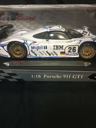 Maisto 1998 Porsche 911 Gt1 Le Mans 26 Aiello Mcnish Ortelli 1:18 Model 38864