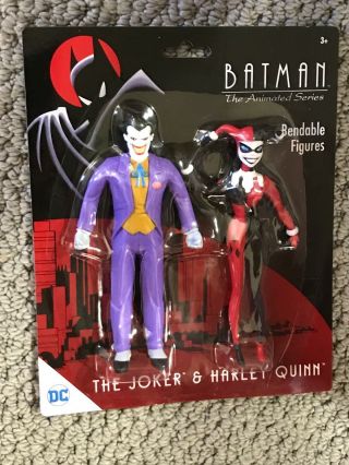 Batman The Animated Series Joker & Harley Quinn Bendable Figures Njcroce 5”