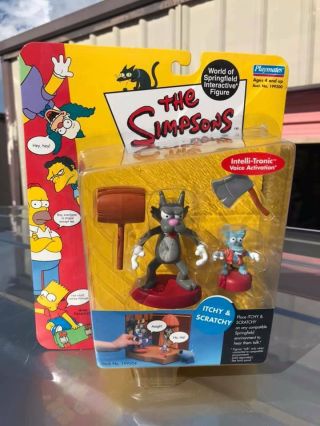 Playmates The Simpsons Action Figure - Itchy & Scratchy - Factory Card