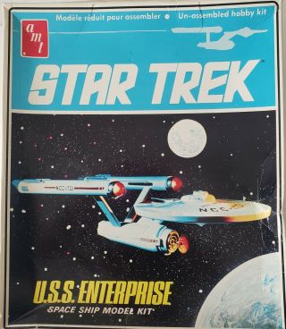 Vintage 1983 Amt Star Trek Uss Enterprise Model Kit Open Box Contents