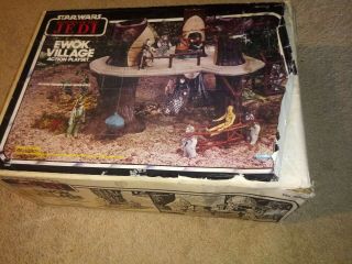 Vintage Star Wars Vi Rotj Ewok Village Playset Box W/ Instruction Complete 1983