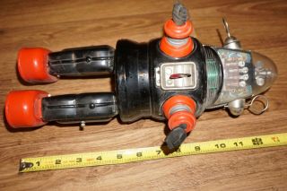 VINTAGE BATTERY OP NOMURA MECHANIZED ROBBY ROBOT JAPAN TIN TOY SPACE 11