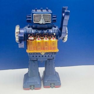 Robot Toy Vintage Battery Operated Droid Bright Tomy Blue Chest Pumps Gears
