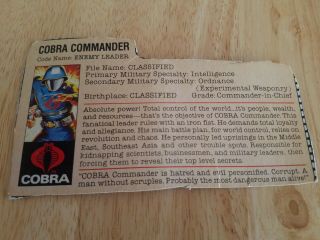 1983 Cobra Commander V.  1 File Card Peach Filecard Gi Joe
