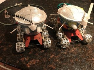 Two Vintage 1969 Tin Space Toy Lunokhod Ussr Soviet Robot Moon Rovers