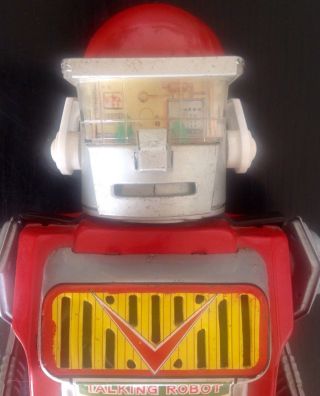 Vintage TALKING ROBOT,  BOX YONEZAWA 1960s Japan SPACE TIN BATTERY OPERATED 4