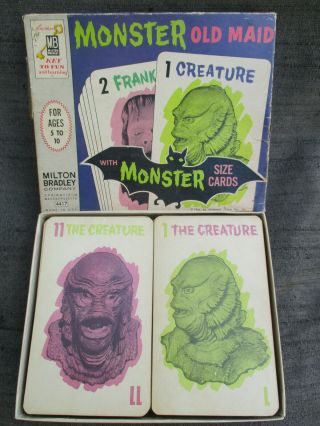 Vintage 1964 Universal Movie Monster Old Maid Milton Bradley Game W Box Complete