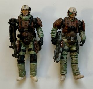 Halo Series 1 Unsc Trooper Marine Unit Set Of 2 Action Figures With Accessories