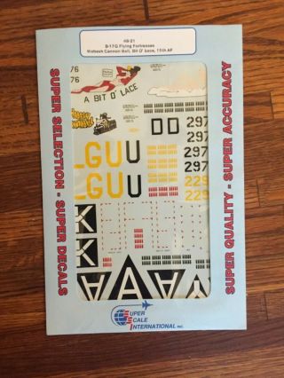 1/48 Superscale 48 - 21 B - 17g Decal Sheet - Wabash Cannonball,  Bit O’ Lace,  15th Af