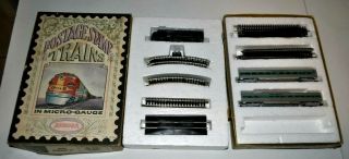 Postage Stamp Trains Micro - Gauge Penn Central Express 4718 Engine,  2 Cars.  Track