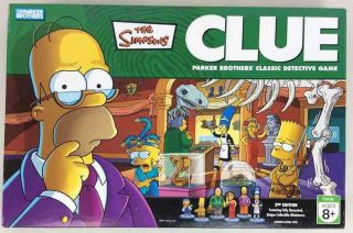 Parker Bros Boardgame Clue (simpsons,  3rd Edition) Box Vg,