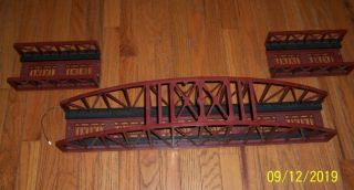 Mth Trains Rail King Rust Colored 30 " Arch Bridge,  (2) 10 " Extentions 40 - 1031