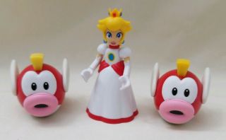 3 Nintendo Figures Cheep Cheep Fish Fire Princess Peach Mario Series K 