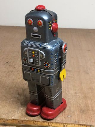 Vintage Wind Up Tin Toy Robot - - Space Man - - Made In Japan