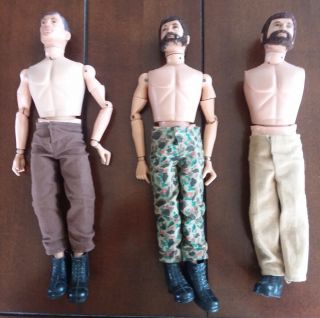 Gi Joe Adventure Team 3 Figures With Boots And Pants,  Clothes And Dog Tag