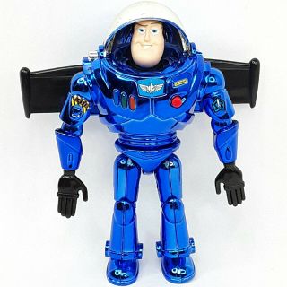 Toy Story Buzz Lightyear Figure Doll Metallic Chrome Blue Thinkway Small