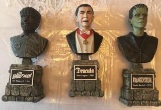 Sideshow Universal Monsters Legacy Mini Bust Set Frankenstein Dracula Wolfman