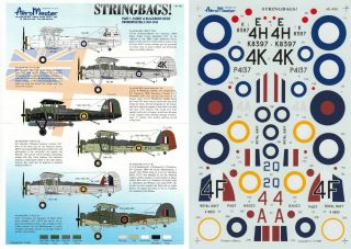 Aeromaster Decals 1/48 Swordfish Mk.  I 813 Nas 815 Nas 820 Nas Hms Ark Royal (rn)