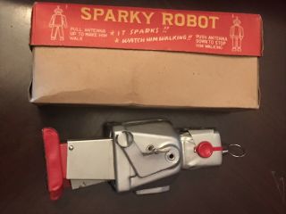 Vintage 1950’s Tin Sparky The Robot MIB - Boxed - Old Store Stock 5