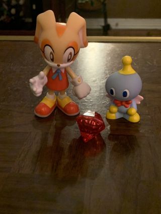 Complete Sonic X Cream The Rabbit & Cheese Figure Red Chaos Emerald Toy Island