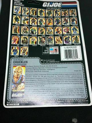 1987 Gi G.  I.  Joe 3.  75 " Chuckles Undercover Full File Card,  Accessories