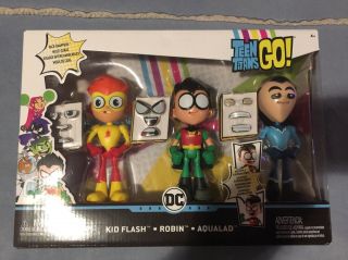 Teen Titans Go Kid Flash,  Robin & Aqualad Face - Swappers Figure 3 Pack Vhtf Dc Wb