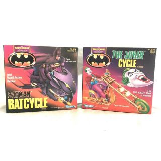 Kenner 1990 Batman Batcycle Joker Cycle Gotham Dark Knight Motorcycle