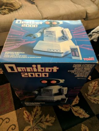 Tomy Omnibot 2000 Robot Vintage 1980’s Toy Remote And Tray Box Rare