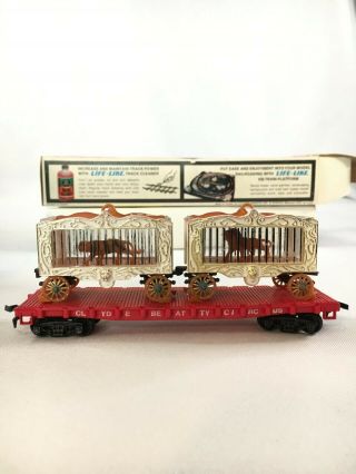 Rare Vintage Life - Like Trains T - 580 Ho - Scale Circus Car W/2 Cages,  Display Box
