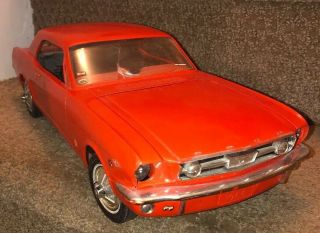 Vintage Amf Wen - Mac Motorized 16 " 1966 Ford Mustang Gt Orange 1/12 Scale Car