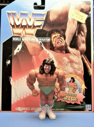 Hasbro Wwf Blue Card Series 1 Wrestling Figure " Ultimate Warrior 1 " W/ Card