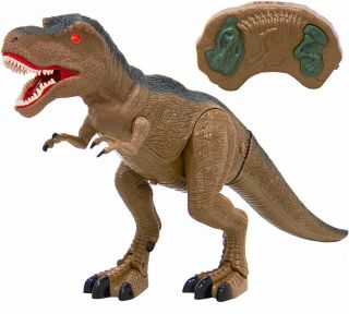 21 Inch Kids Walking Dinosaur Remote Control T - Rex With Lights And Sounds Brown