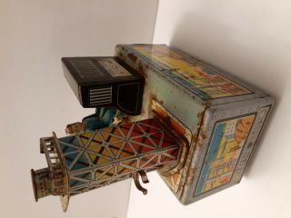 Vintage Rare made in Japan Jupiter Tin Toy Two Stage Rocket Lauching Pad,  Pleas 4