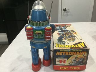Vintage Rosko Nomura Blue Astronaut w Box Japan 3