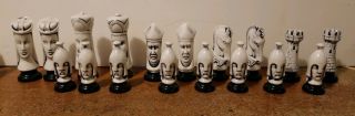 Vintage 34 Piece Duncan Ceramic Chess Set Hand Painted Unknown Make And Year