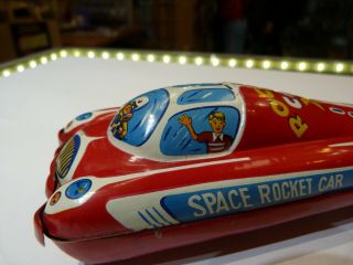 Vintage Masudaya Modern Toys Rocket Car X Space Rocket Car Japan Tin Friction