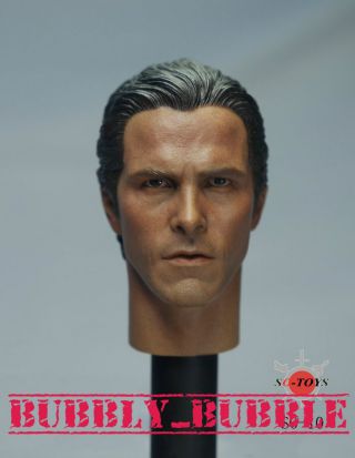 1/6 Batman Bruce Wayne Christian Bale Head Sculpt 2.  0 For Hot Toys Ship From Usa