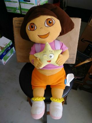 2006 Dora The Explorer 24 " Cuddle Pillow Plush Doll Map Backpack Jumbo Stuffed