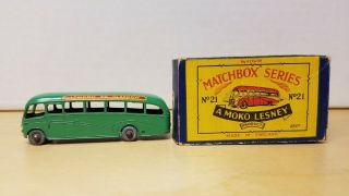 Matchbox Lesney Bedford Luxury Coach No.  21 & Box