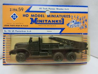 Roco Minitanks 194 Us Army Wwii 6x6 Pioneer Wrecker Truck Bridge Crane